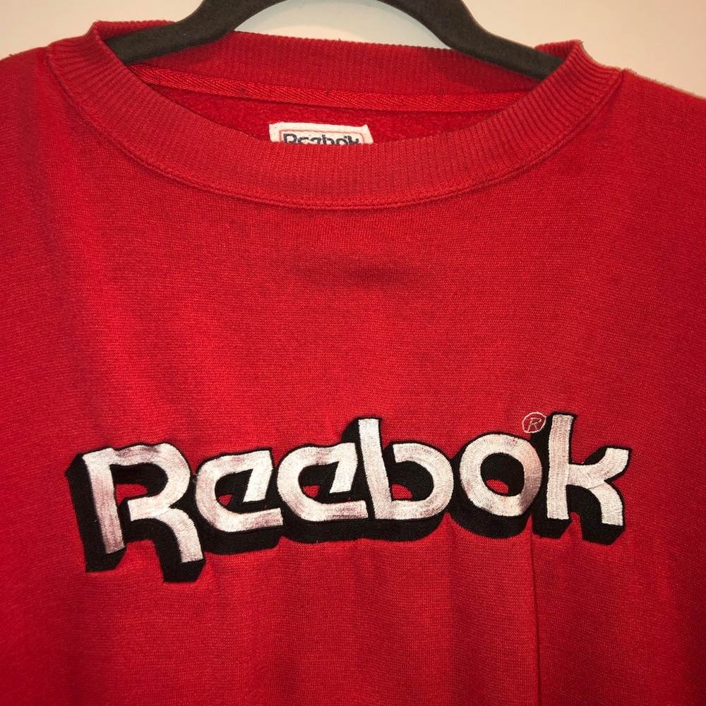 Reebok Vintage Red Large Logo Crewneck Sweatshirt - Picture 2 of 6
